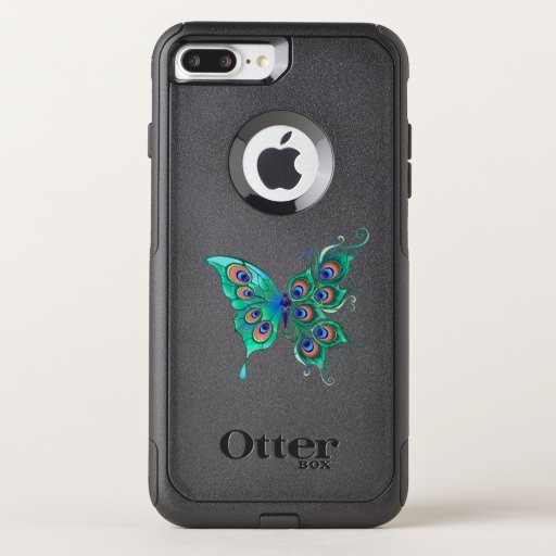 Butterfly with Green Peacock Feathers OtterBox Commuter iPhone 8 Plus/7 Plus Case