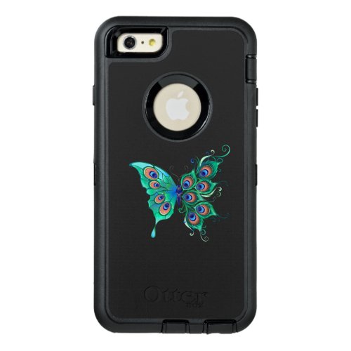 Butterfly with Green Peacock Feathers OtterBox Defender iPhone Case