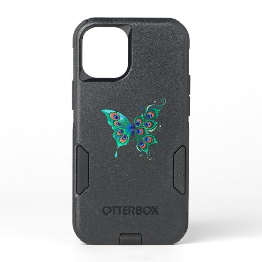 Butterfly with Green Peacock Feathers OtterBox Commuter iPhone 12 Mini Case