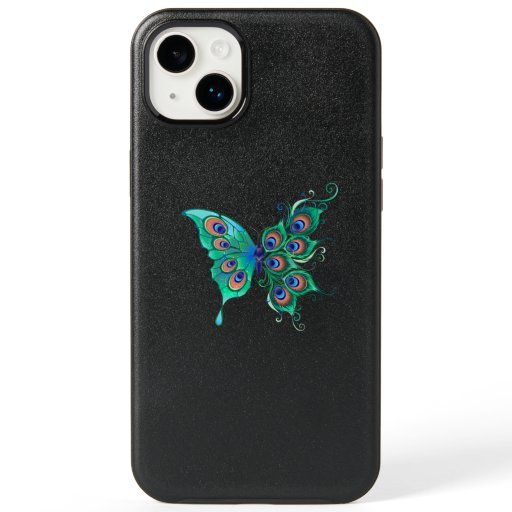 Butterfly with Green Peacock Feathers OtterBox iPhone 14 Plus Case