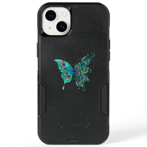 Butterfly with Green Peacock Feathers OtterBox iPhone 14 Plus Case