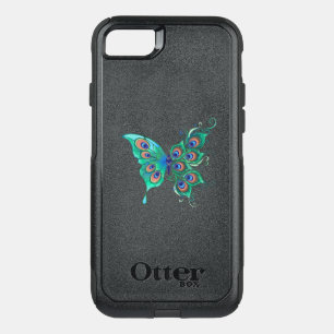 Butterfly with Green Peacock Feathers OtterBox Commuter iPhone SE/8/7 Case