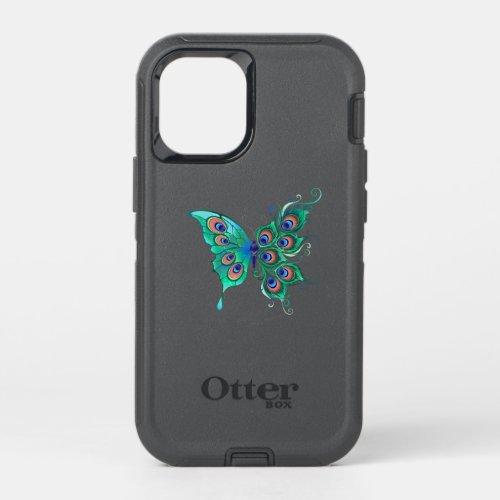 Butterfly with Green Peacock Feathers OtterBox Defender iPhone 12 Mini Case