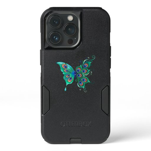 Butterfly with Green Peacock Feathers iPhone 13 Pro Case