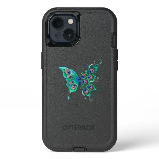Butterfly with Green Peacock Feathers iPhone 13 Case