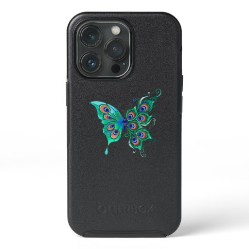 Butterfly with Green Peacock Feathers iPhone 13 Pro Case