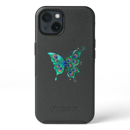 Butterfly with Green Peacock Feathers iPhone 13 Case