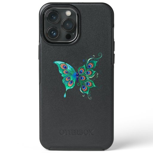Butterfly with Green Peacock Feathers iPhone 13 Pro Max Case