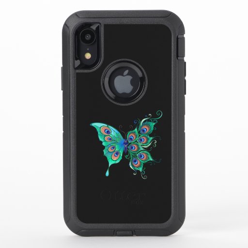 Butterfly with Green Peacock Feathers OtterBox Defender iPhone XR Case