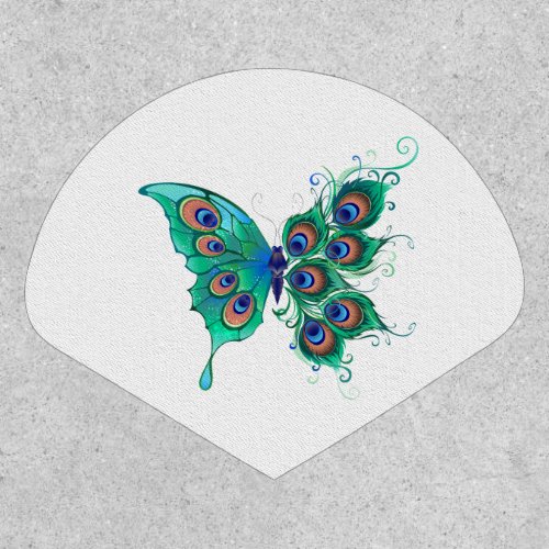 Butterfly with Green Peacock Feathers Patch