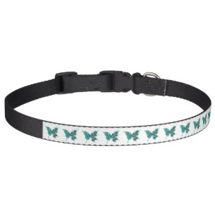 Butterfly with Green Peacock Feathers Pet Collar