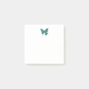 Butterfly with Green Peacock Feathers Post-it Notes