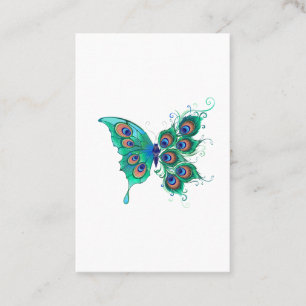 Butterfly with Green Peacock Feathers Referral Card