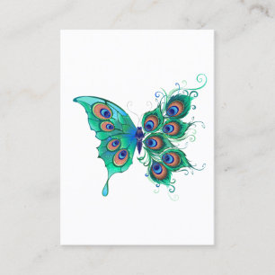 Butterfly with Green Peacock Feathers Referral Card