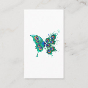 Butterfly with Green Peacock Feathers Referral Card