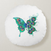 Butterfly with Green Peacock Feathers