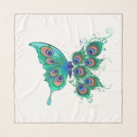 Butterfly with Green Peacock Feathers Scarf<br><div class="desc">Artistically drawn, fictional, green, detailed butterfly with green, beautiful, peacock feathers on white background.</div>