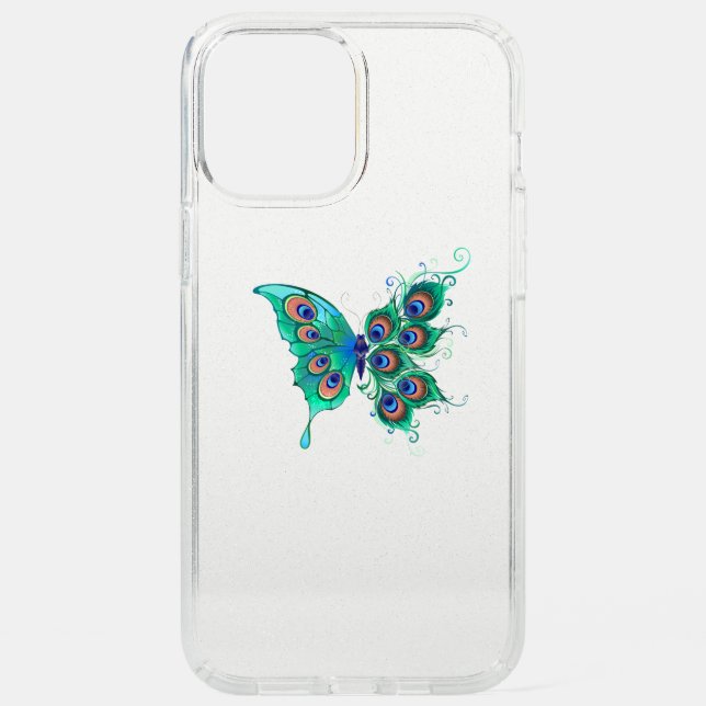 Butterfly with Green Peacock Feathers Speck iPhone 12 Pro Max Case (Front)