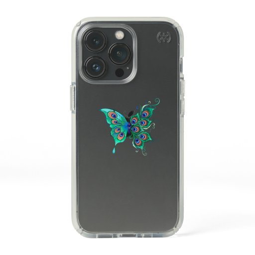Butterfly with Green Peacock Feathers Speck iPhone 13 Pro Case