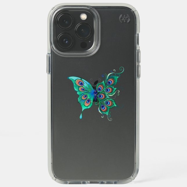 Butterfly with Green Peacock Feathers Speck iPhone 13 Pro Max Case (Front)