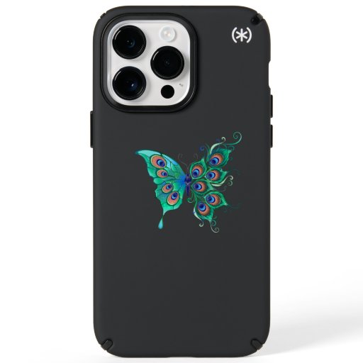Butterfly with Green Peacock Feathers Speck iPhone 14 Pro Max Case
