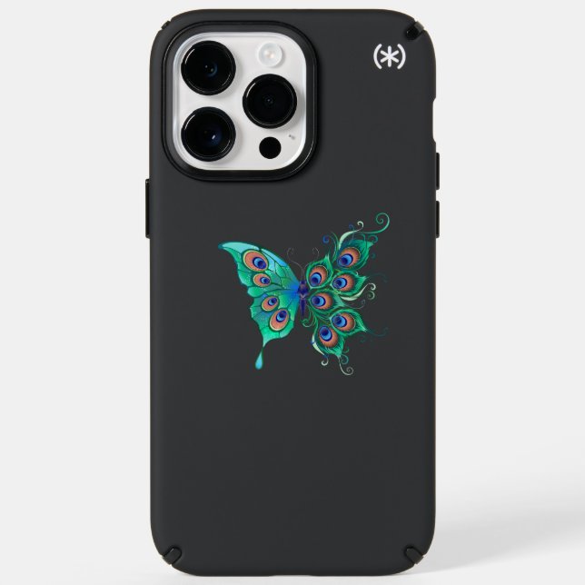 Butterfly with Green Peacock Feathers Speck iPhone Case (Front)