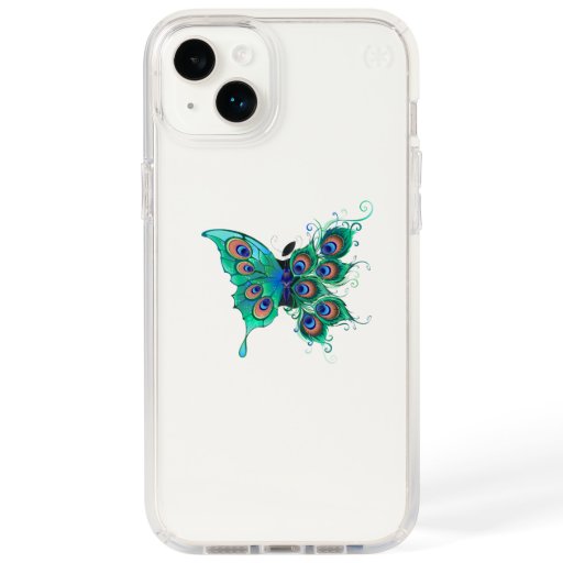 Butterfly with Green Peacock Feathers Speck iPhone 14 Plus Case