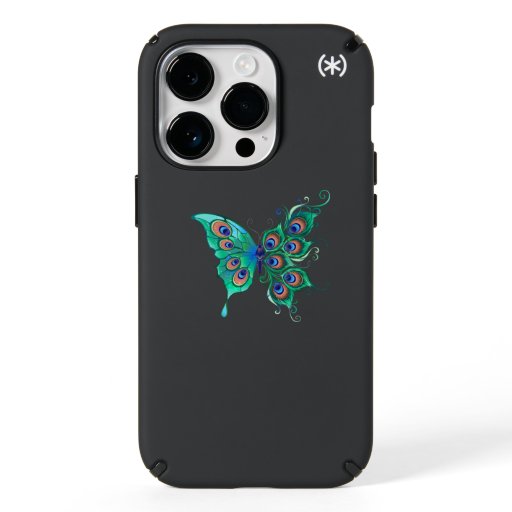 Butterfly with Green Peacock Feathers Speck iPhone 14 Pro Case
