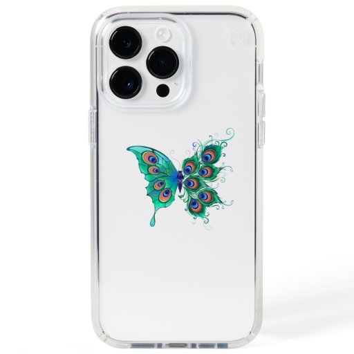 Butterfly with Green Peacock Feathers Speck iPhone 14 Pro Max Case