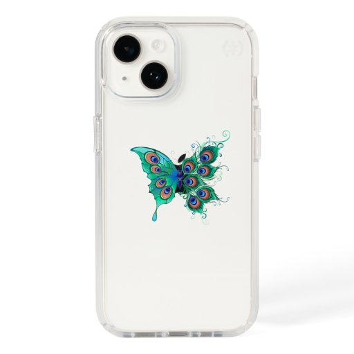 Butterfly with Green Peacock Feathers Speck iPhone 14 Case