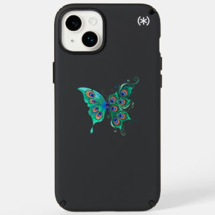 Butterfly with Green Peacock Feathers Speck iPhone 14 Plus Case