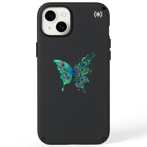 Butterfly with Green Peacock Feathers Speck iPhone 14 Plus Case