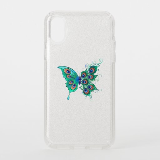Butterfly with Green Peacock Feathers Speck iPhone X Case