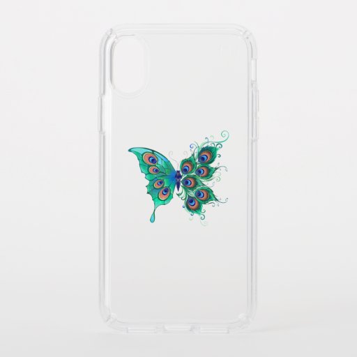 Butterfly with Green Peacock Feathers Speck iPhone X Case