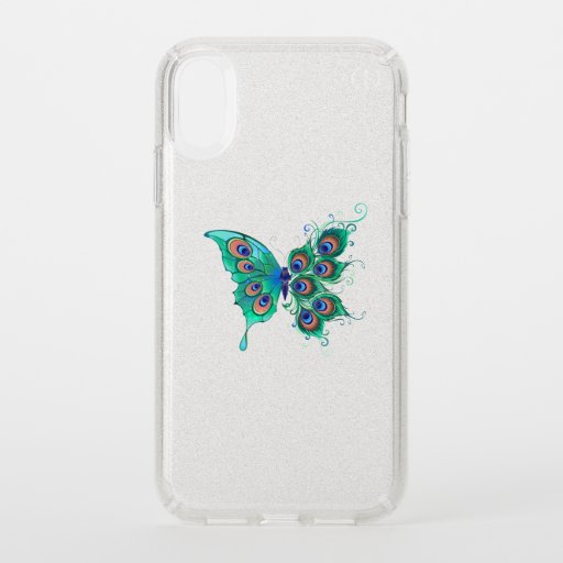 Butterfly with Green Peacock Feathers Speck iPhone XR Case