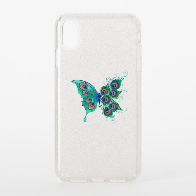 Butterfly with Green Peacock Feathers Speck iPhone XS Max Case (Front)