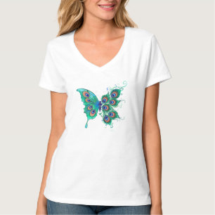 Butterfly with Green Peacock Feathers T-Shirt