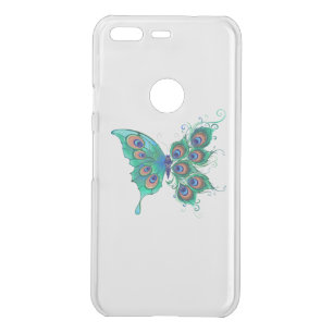 Butterfly with Green Peacock Feathers Uncommon Google Pixel Case