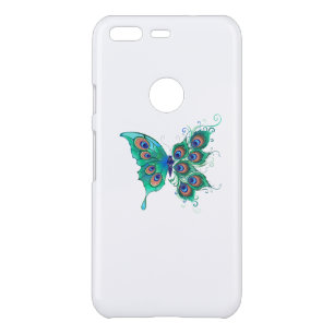 Butterfly with Green Peacock Feathers Uncommon Google Pixel Case