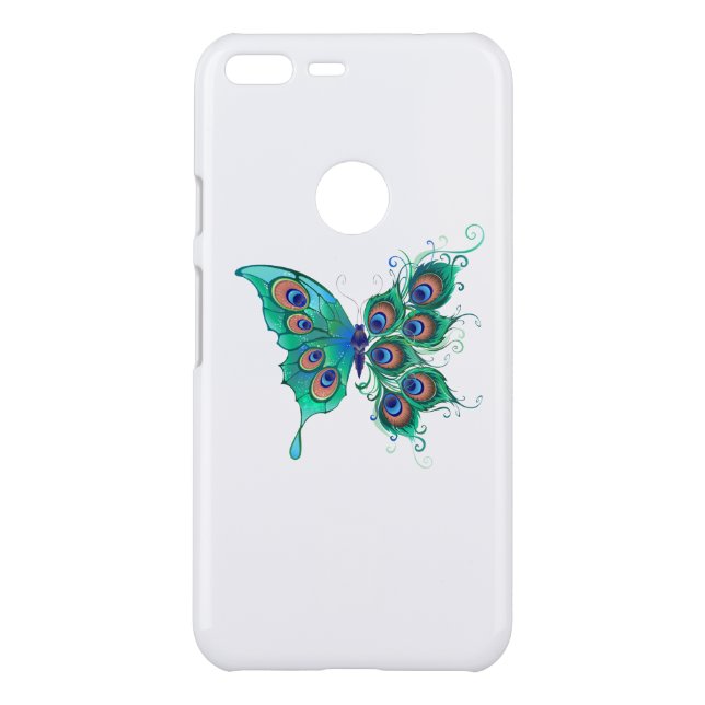 Butterfly with Green Peacock Feathers Uncommon Google Pixel XL Case (Back)