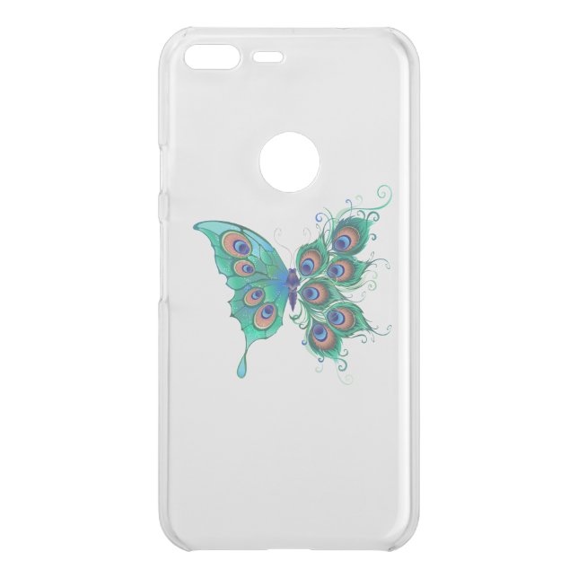Butterfly with Green Peacock Feathers Uncommon Google Pixel XL Case (Back)