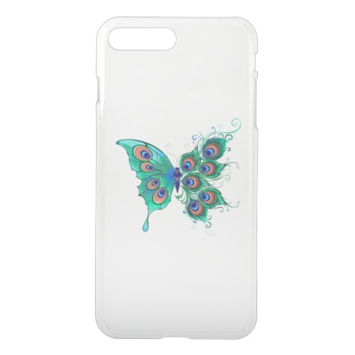 Butterfly with Green Peacock Feathers iPhone 8 Plus/7 Plus Case
