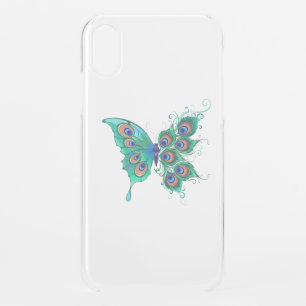 Butterfly with Green Peacock Feathers iPhone XR Case