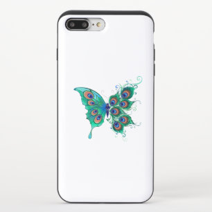 Butterfly with Green Peacock Feathers iPhone 8/7 Plus Slider Case