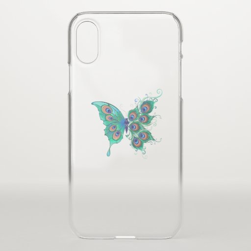 Butterfly with Green Peacock Feathers iPhone XS Case