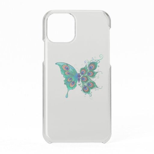 Butterfly with Green Peacock Feathers iPhone 11 Pro Case