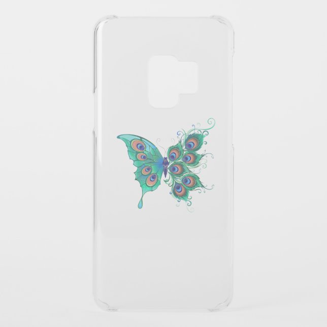 Butterfly with Green Peacock Feathers Uncommon Samsung Galaxy Case (Back)