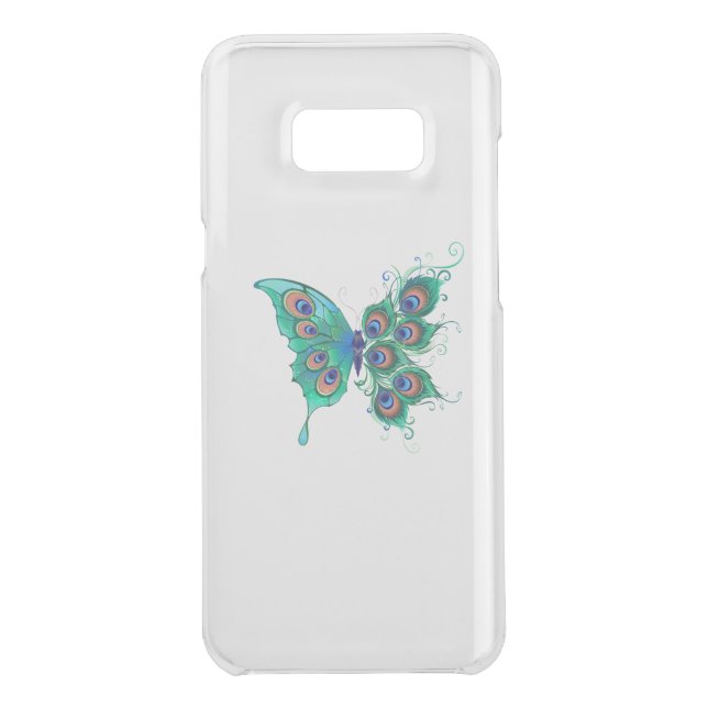 Butterfly with Green Peacock Feathers Uncommon Samsung Galaxy Case (Back)