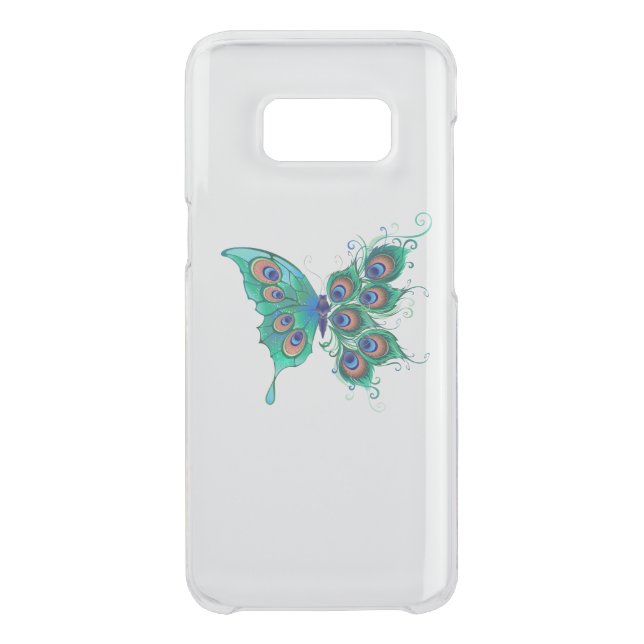 Butterfly with Green Peacock Feathers Uncommon Samsung Galaxy Case (Back)