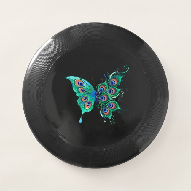 Butterfly with Green Peacock Feathers Wham-O Frisbee (Front)